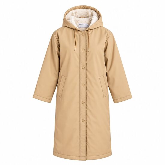 ASOS DESIGN sieviešu bēša gara jaka ar flīsa oderi